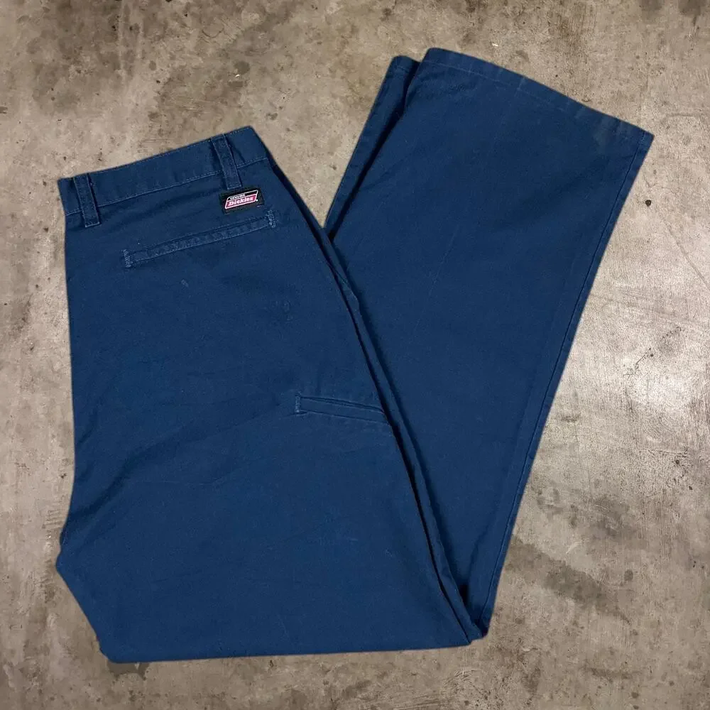 Dickies Flex Pants Relaxed Fit Straight Leg Flat Front Navy Blue Mens Size 36x32